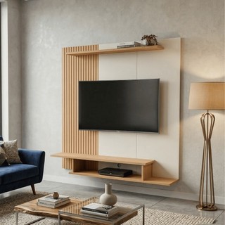 Painel TV Mônaco para Tv 43 Suspenso Estante Prateleira Nicho Sala de Estar e Quarto