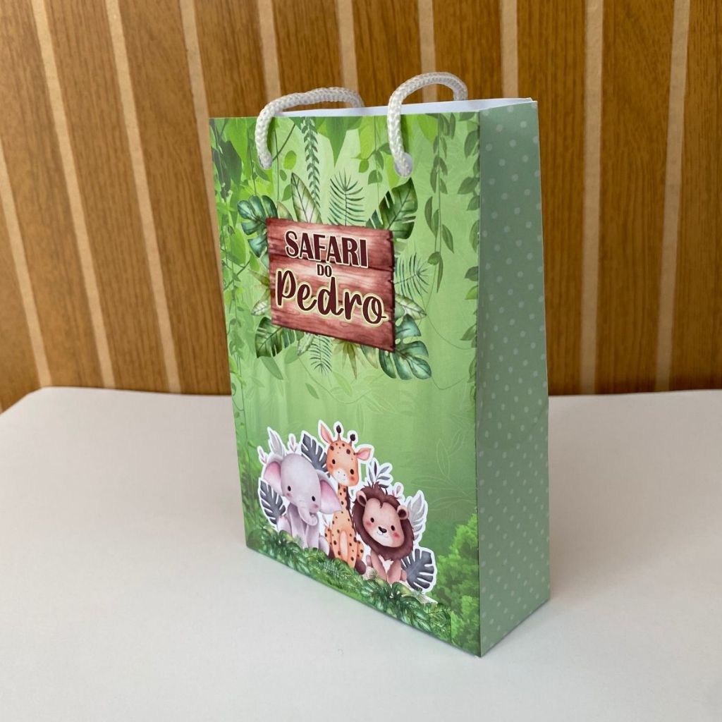 Kit Sacolinha 10|15|20 Personalizada Safari Festa 10x15cm | Lembrancinha, Embalagem, Kit Presente com Alça