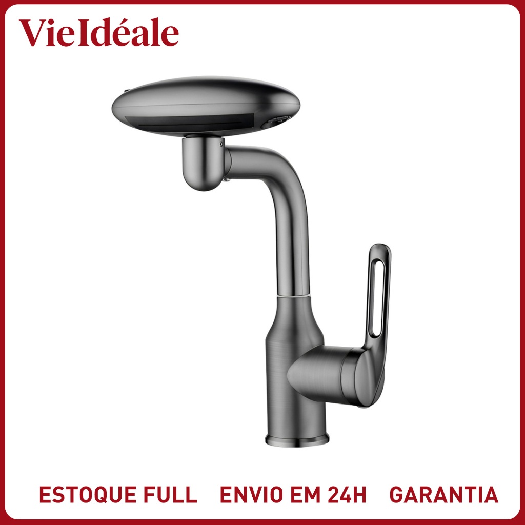 Torneira 4 Modos Cozinha Monocomando 360° Misturador Gourmet Quente e Fria Inox 