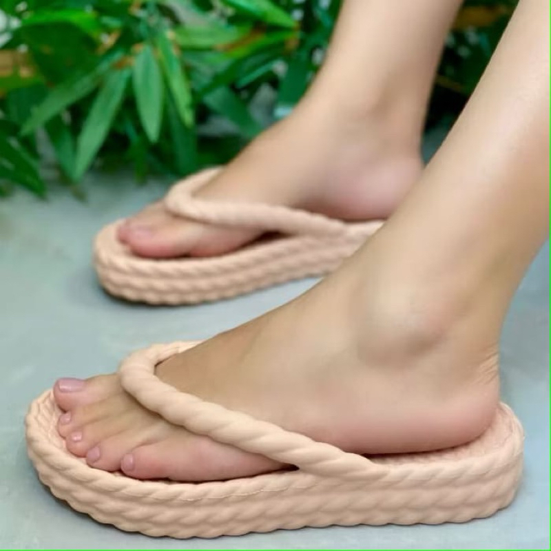 Chinelo Feminino Trançado Plataforma Antiderrapante Confortável Casual Moda Verão