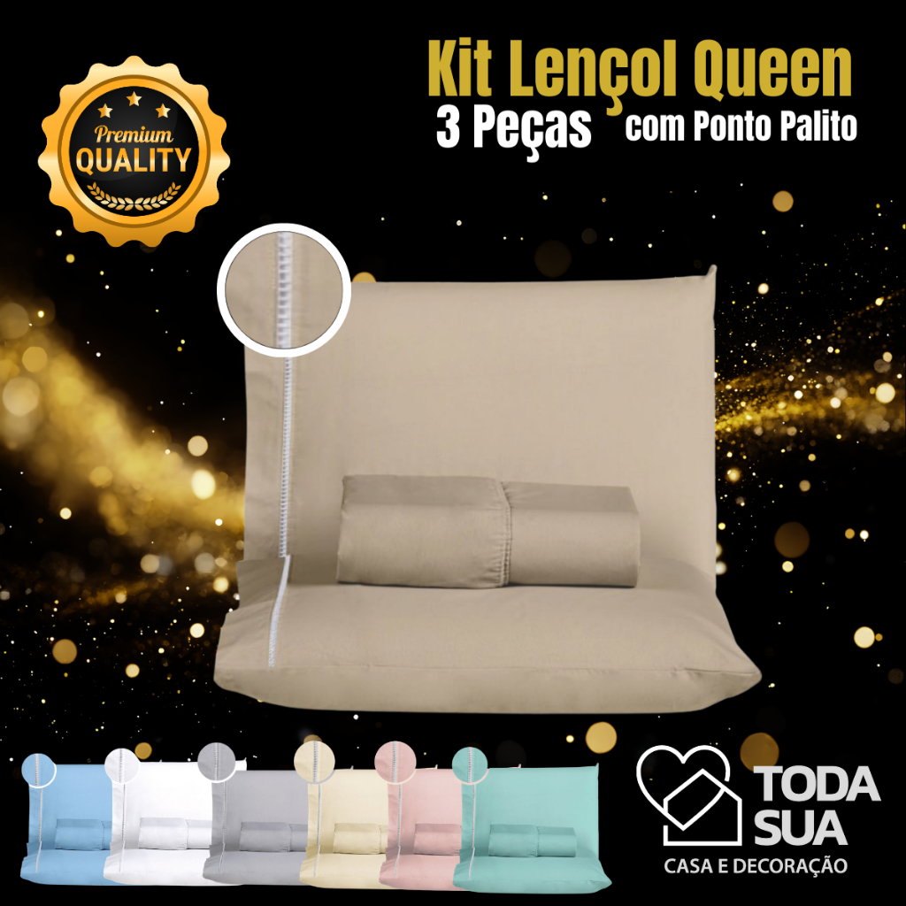 Jogo De Lençol Queen 100% Algodão 400 Fios 3 Pçs Com Elástico