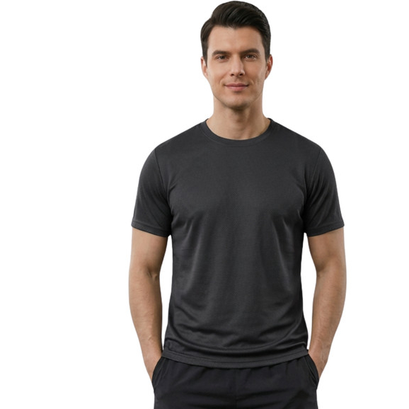 Camisa Masculina Preta  Camiseta Poliéster Leve Respirável Treino Academia