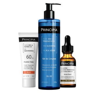Principia Kit Anti-Olheiras c/ Gel de Limpeza GL-02 350G + Sérum MIX-02 + Protetor Solar PS-01 FPS 60