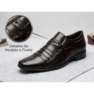Sapato Social Masculino em Couro Legítimo Solado Costurado Premium Luxo