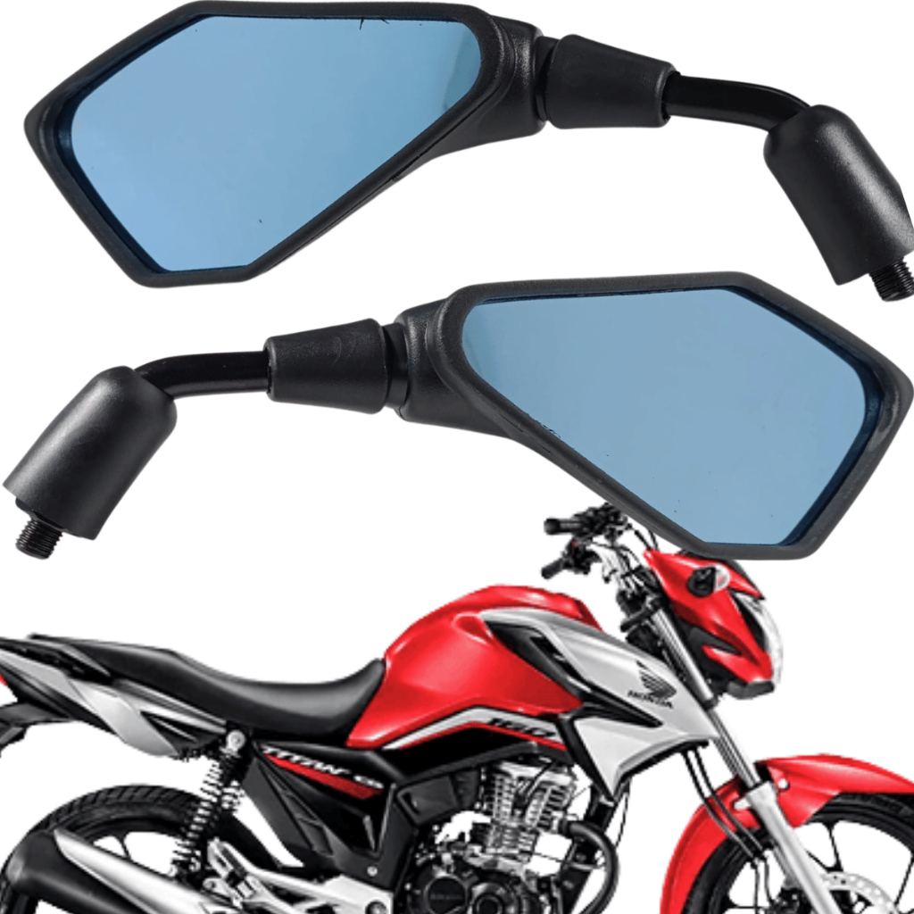 Par Retrovisor da Z400 Haste Curta Lente Convexa Azul Start 160 Titan 150 Xre 300 Bros 150 160 Cb