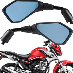 Par Retrovisor da Z400 Haste Curta Lente Convexa Azul Start 160 Titan 150 Xre 300 Bros 150 160 Cb