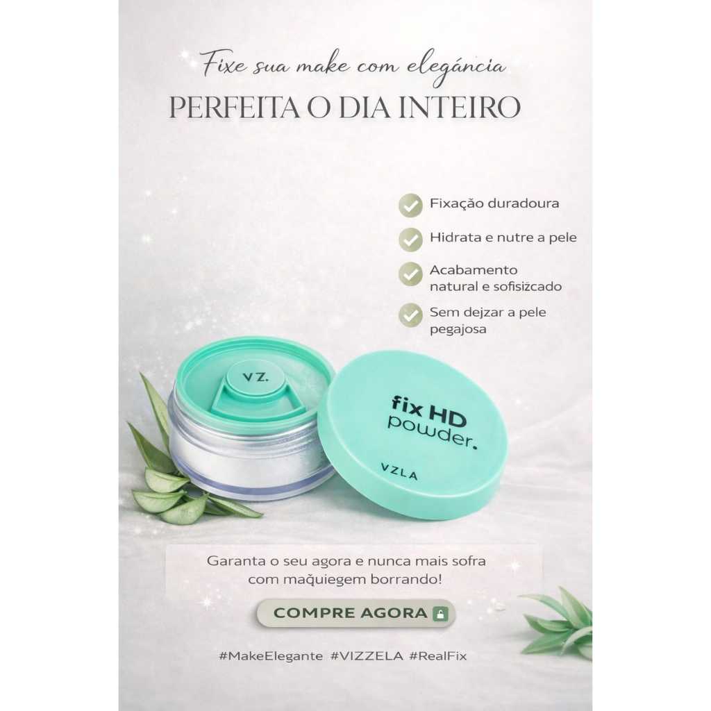 Pó Solto Fixador  Fix Hd Powder Translúcido  Finalizador Original Vizzela