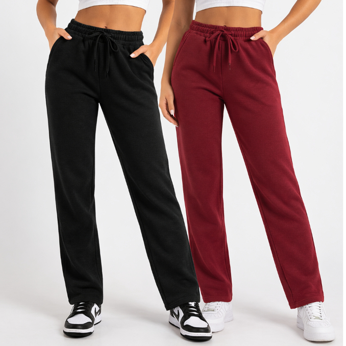 Kit 2 Calças Moletom Flanelada Básica Sem Punho/Com Barra: Estilo Casual | Elástico na Cintura