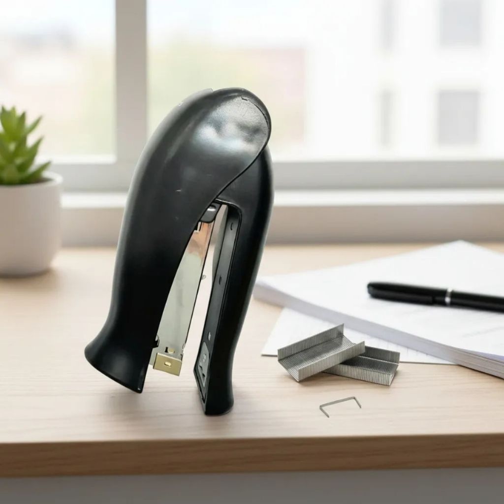 Grampeador Manual Vertical V305 Folhas Papel Escritório Escolar Grampos Preto