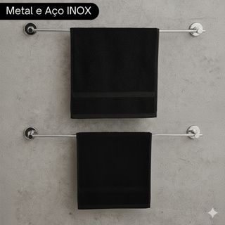 Kit 02x Porta Toalha De Banho Para Banheiro Em Alumínio e Inox Fixação Dupla em Oferta na Shopee