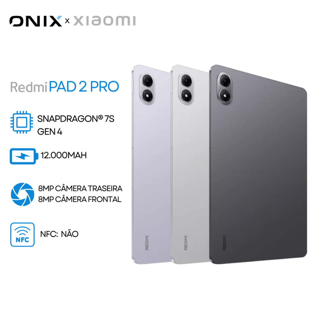 Tablet Redmi Pad 2 PRO, Processador Snapdragon 7s Gen 4, Bateria 12.000mAh, Versão Global, 128/256GB e 6/8GB RAM