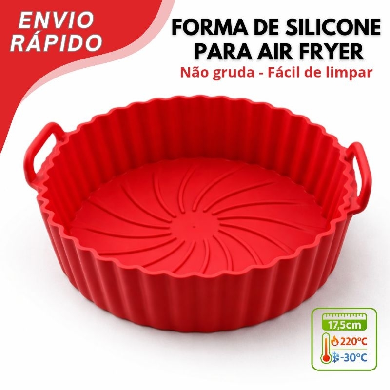 Forma de Silicone para Air Fryer 17,5cm Reutilizável Antiaderente Fácil de Limpar Cozinha