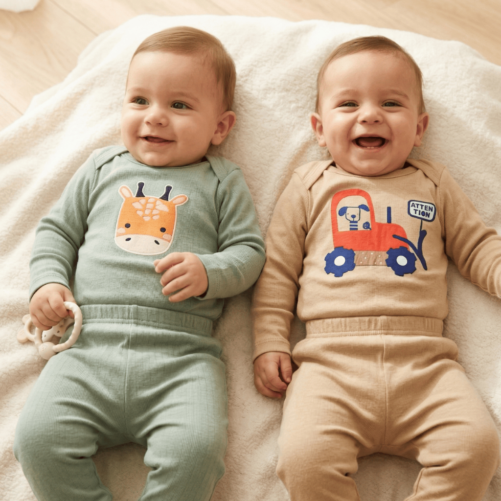 Kit 2 Conjuntos Body + Calça Menino Bebê Roupa Infantil Estampas Sortidas