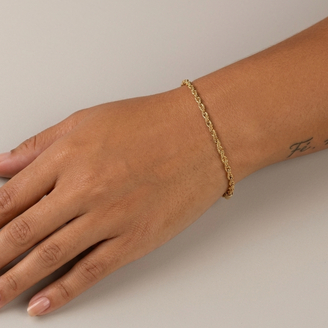 Pulseira Delicada Cordão Baiano em Aço Dourado