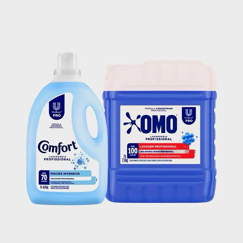 Kit OMO 7L + Comfort 5L Profissional Lava Roupas + Amaciante Alta Performance