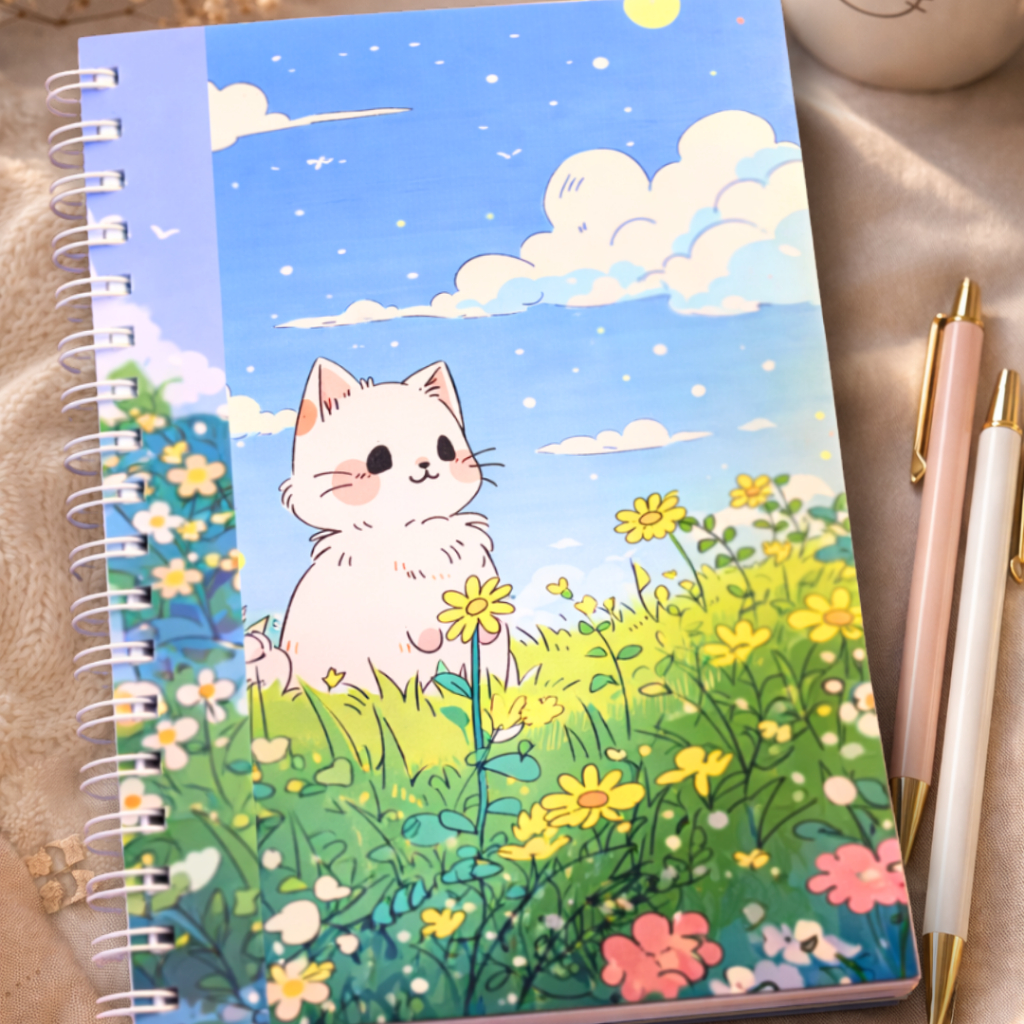 Sketchbook Gatinho Caderno de Desenho A5 120g 80 Folhas Capa Flexível 300g Cat