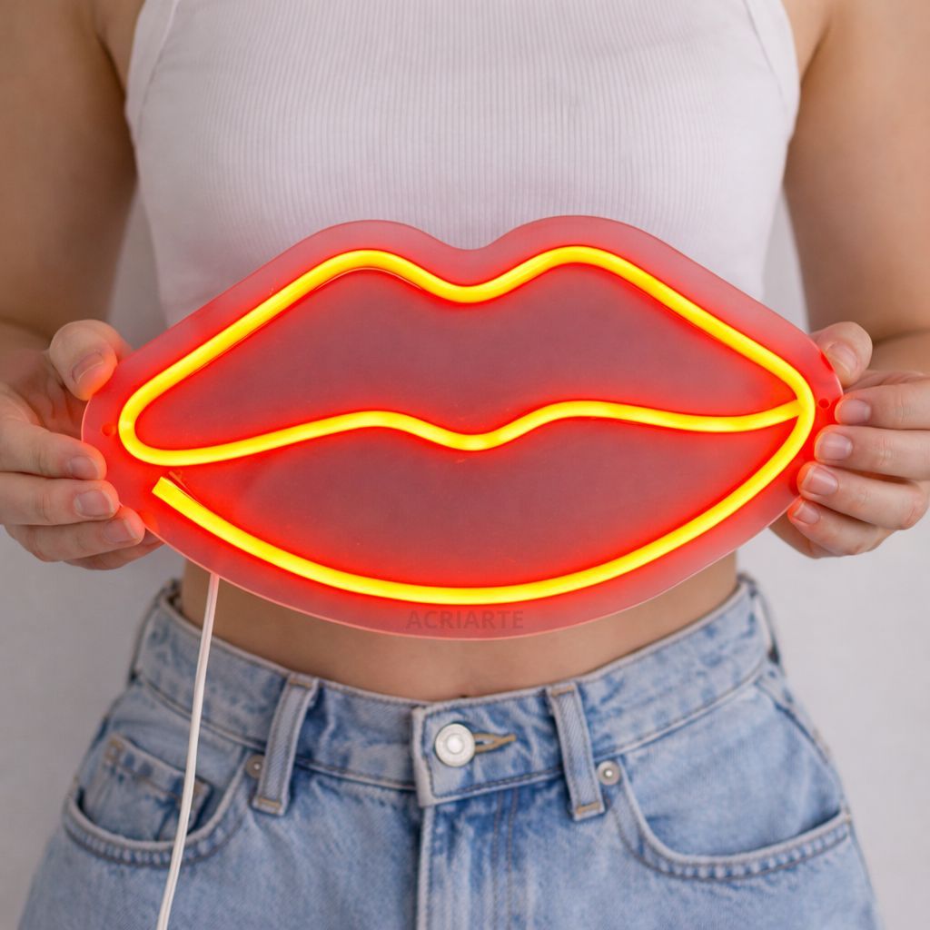 Luminária Boca Neon VERMELHA – Luz Decorativa para Decoração e Parede