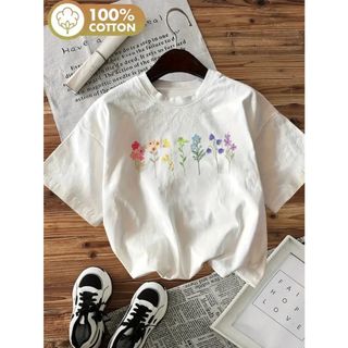 T-shirt Feminina 100% ALGODÃO com Estampado Floral - Camiseta Suave para o Dia a Dia Elegante Mais Barata