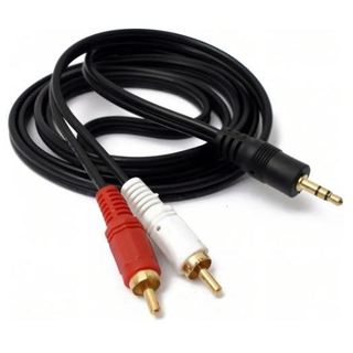 Cabo De Áudio Auxiliar P2 RCA 1,5 metro Vermelho E Branco Som Notebook Para Caixa de Som Amplificador TV Som