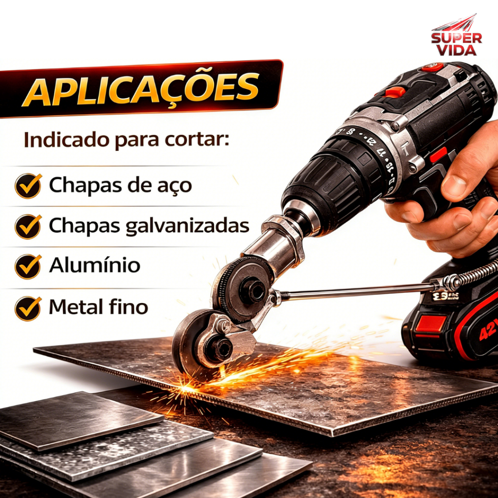 Adaptador Conector Cortador Parafusadeira De Folha Chapa Metal Corte