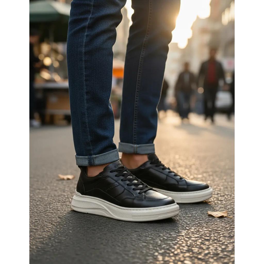 Tênis Democrata Masculino Adulto Pace Calce Facil 653101-001 Preto Original Couro Estilo
