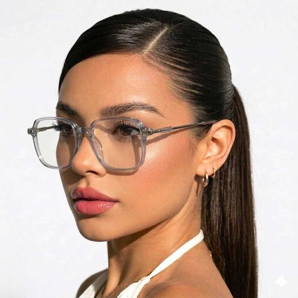 Óculos Armação Para Longe Quadrado Feminino Grande Transparente Anti Luz Azul