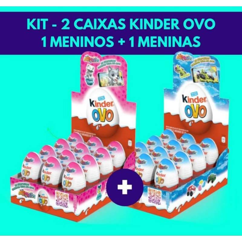 kit 2 cx Kinder ovo Ferrero Rocher menino & menina cx 12unid