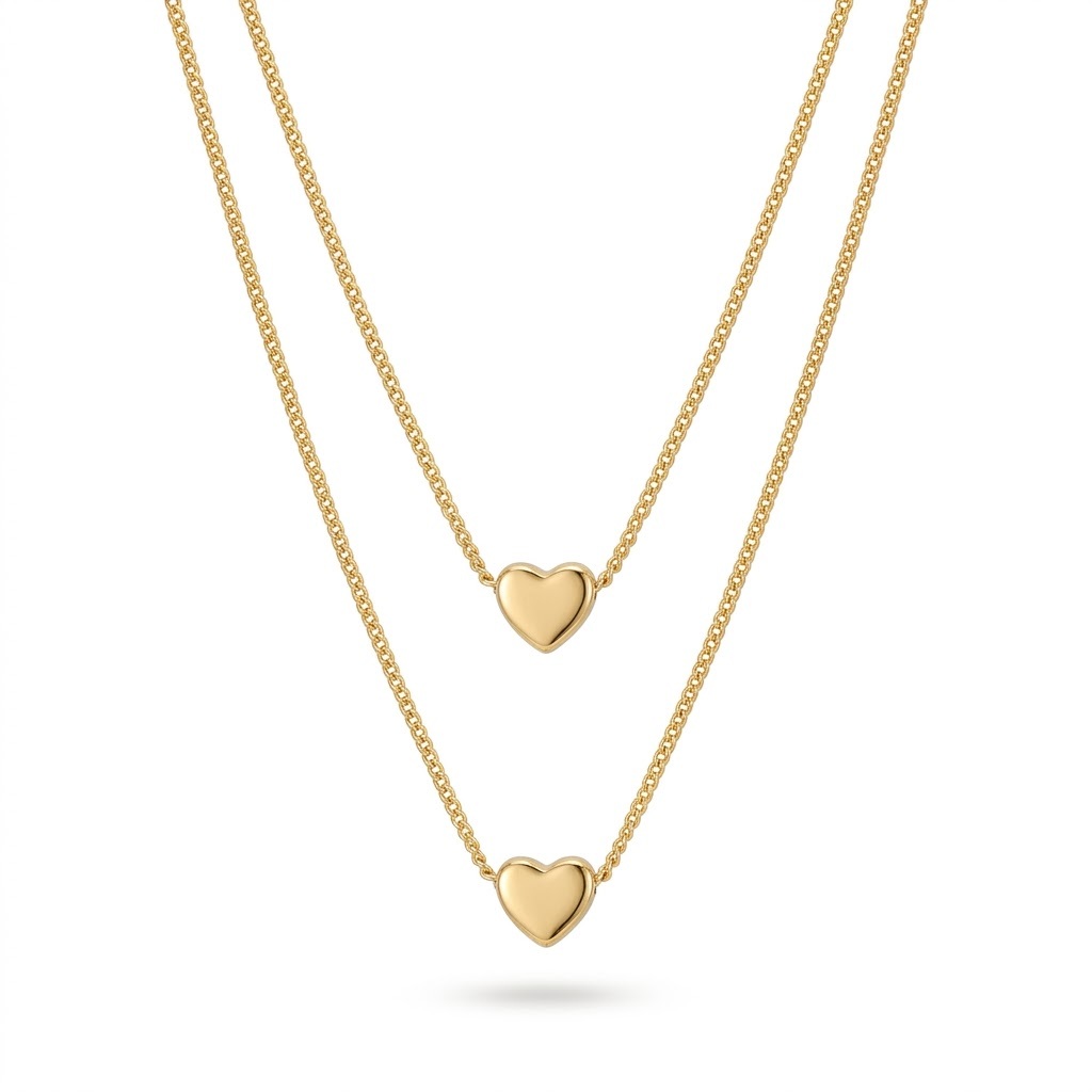 Corrente Dupla Veneziana Coração Delicado Ajustável Folheado a Ouro e Prata em Oferta na Shopee