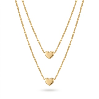 Corrente Dupla Veneziana Coração Delicado Ajustável Folheado a Ouro e Prata em Oferta na Shopee