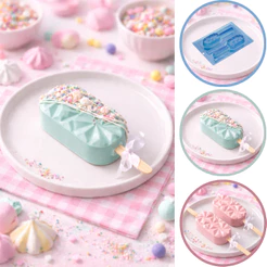 1 ~ 5 Forma Popsiche Geometric Paleta Silicone Porto Especial 3 Partes P1204 (CHOCO)