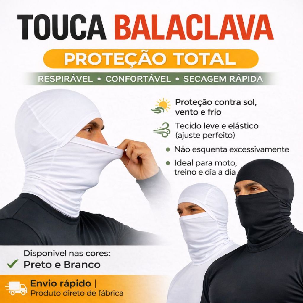 Balaclava Touca Articulada  Unissex Ninja Pelúciada para Frio Andar de Moto Capacete Proteção Uv