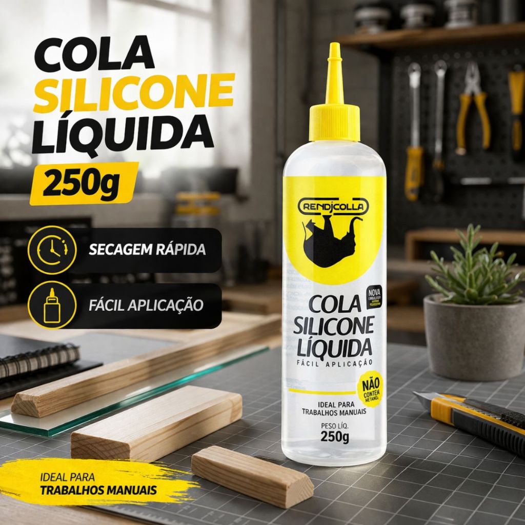 Cola Silicone Líquida Rendicolla 250g Fácil Aplicação e Alta Fixação