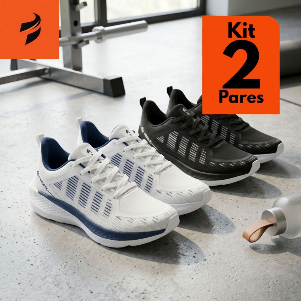 Kit 2 Pares Tenis Masculino Feminino Academia Caminhada Corrida Confortavel Leve Macio Resistente