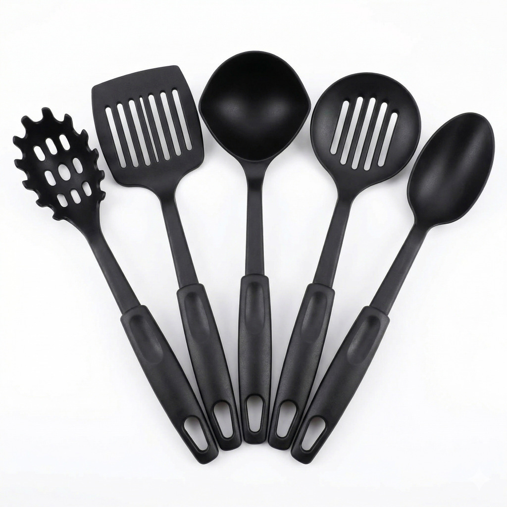 Kit Utensílios de Cozinha Nylon 5 Peças Antiaderente - 28cm   Mais Praticidade e Eficiência na Sua Cozinha