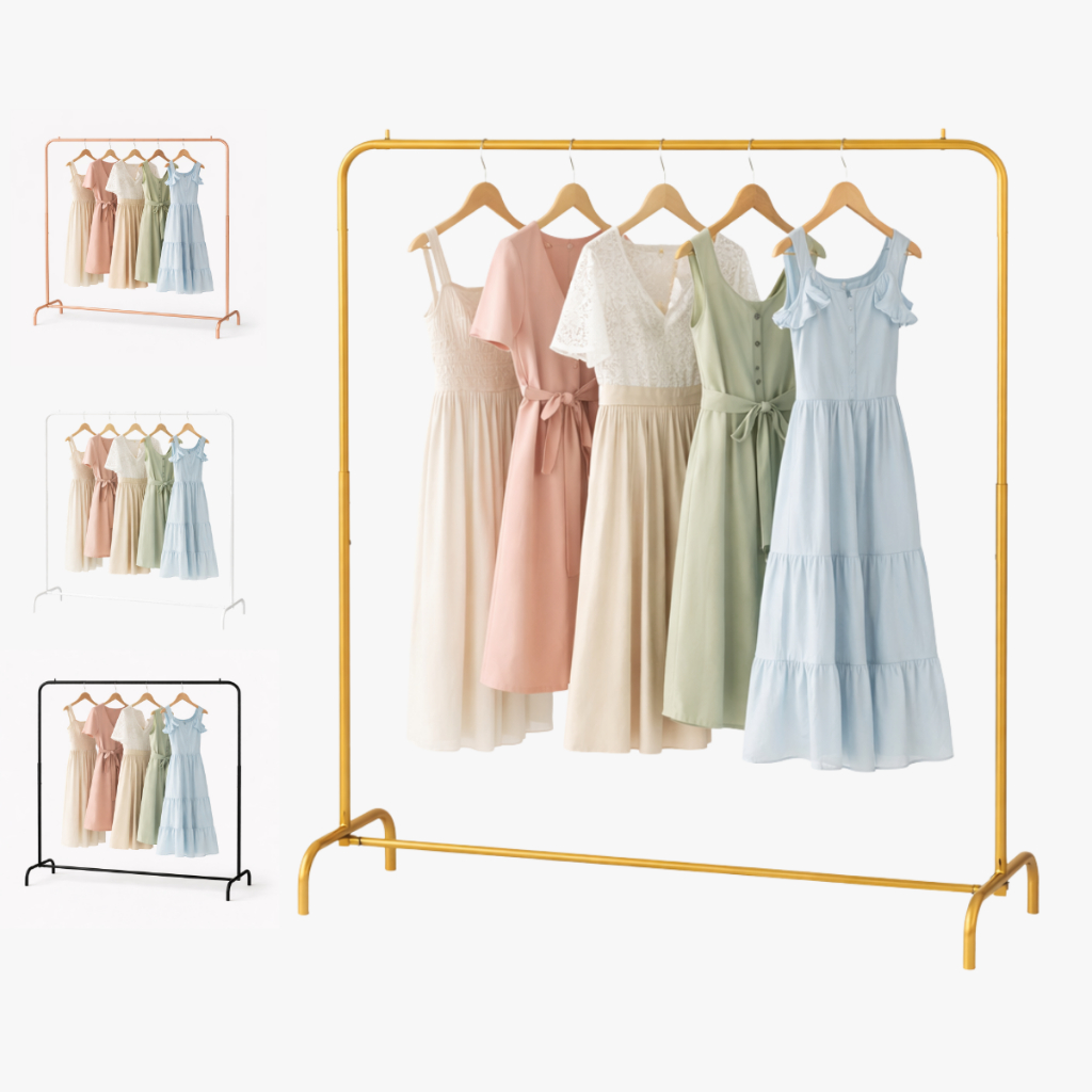 Arara de Roupa Retrô Articulada Retrátil 1,20m de Largura em Metal com Altura Ajustável – 4 C