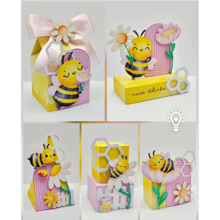 Kit Abelha Abelinha Bee Lembrancinha Personalizada Festa Caixa Scrap Envio 24h