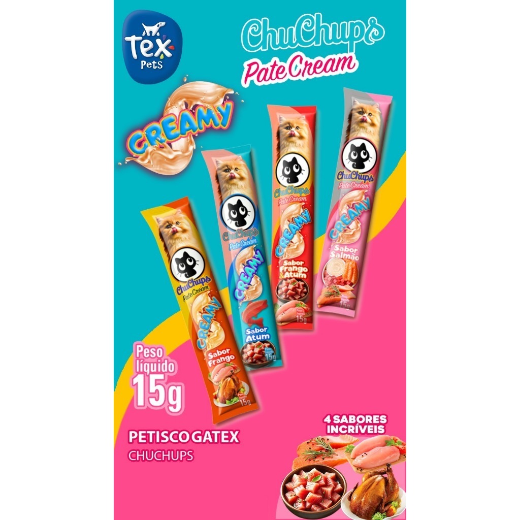 Petisco Para Gatos e Caes ChuChups Cream Pote Sortido sache de 15g original