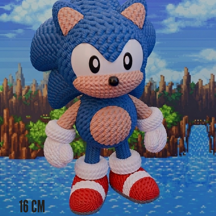 Sonic Boneco 16cm Impressão 3D  | Geek Decoração Amigurumi Gamer Action Figure Nerd