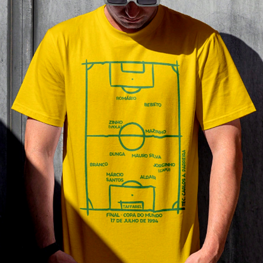 Camisa Camiseta T-Shirt Masculina Copa do Mundo Brasil 1994 Taffarell Campo Futebol Malha Premium