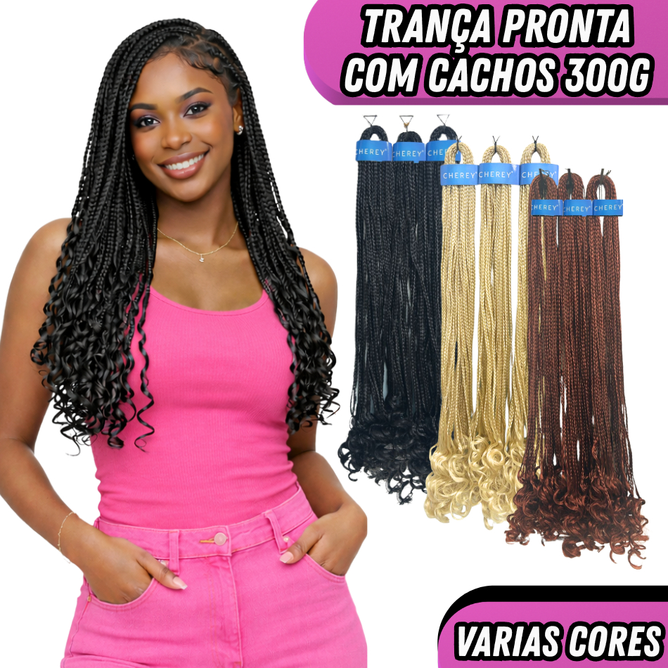 Cabelo Trança Pronta Zizi Kanekalon Miojinho Com cachos nas pontas 300g Cherey