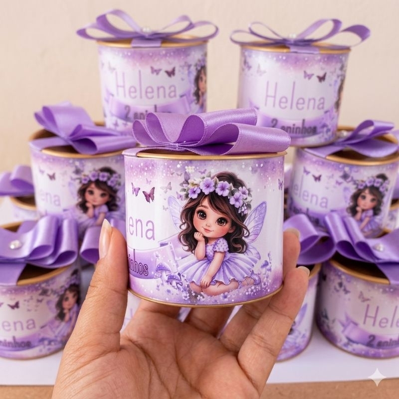 Kit Tubolatas personalizadas 5x6 Jardim das borboletas- Lembrancinhas de aniversário infantil/ Chá de bebê/ Maternidade