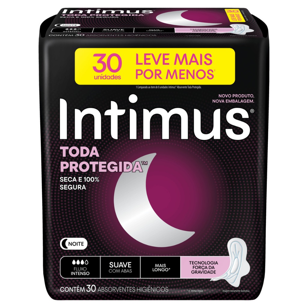 Intimus Gel Absorvente Noturno Suave c/ Abas - 30 unidades