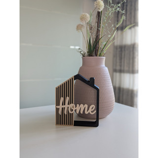 Item decorativo painel escrito home formato casa e painel ripado