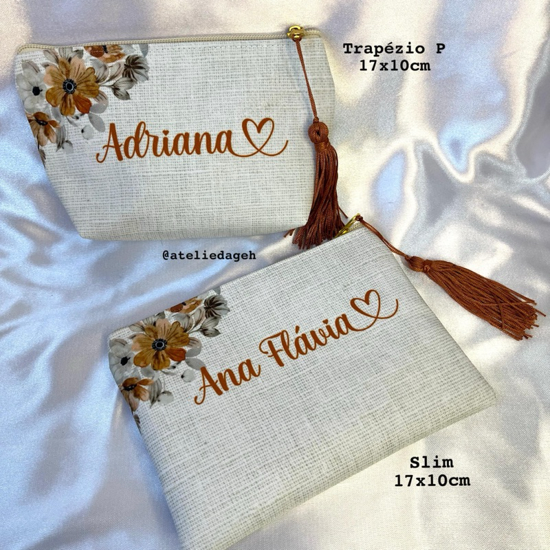 PRODUÇÃO 1 DIA ÚTIL - Necessaire personalizada TERRACOTA p/ madrinhas, mãe da noiva(o), presente. em Oferta na Shopee