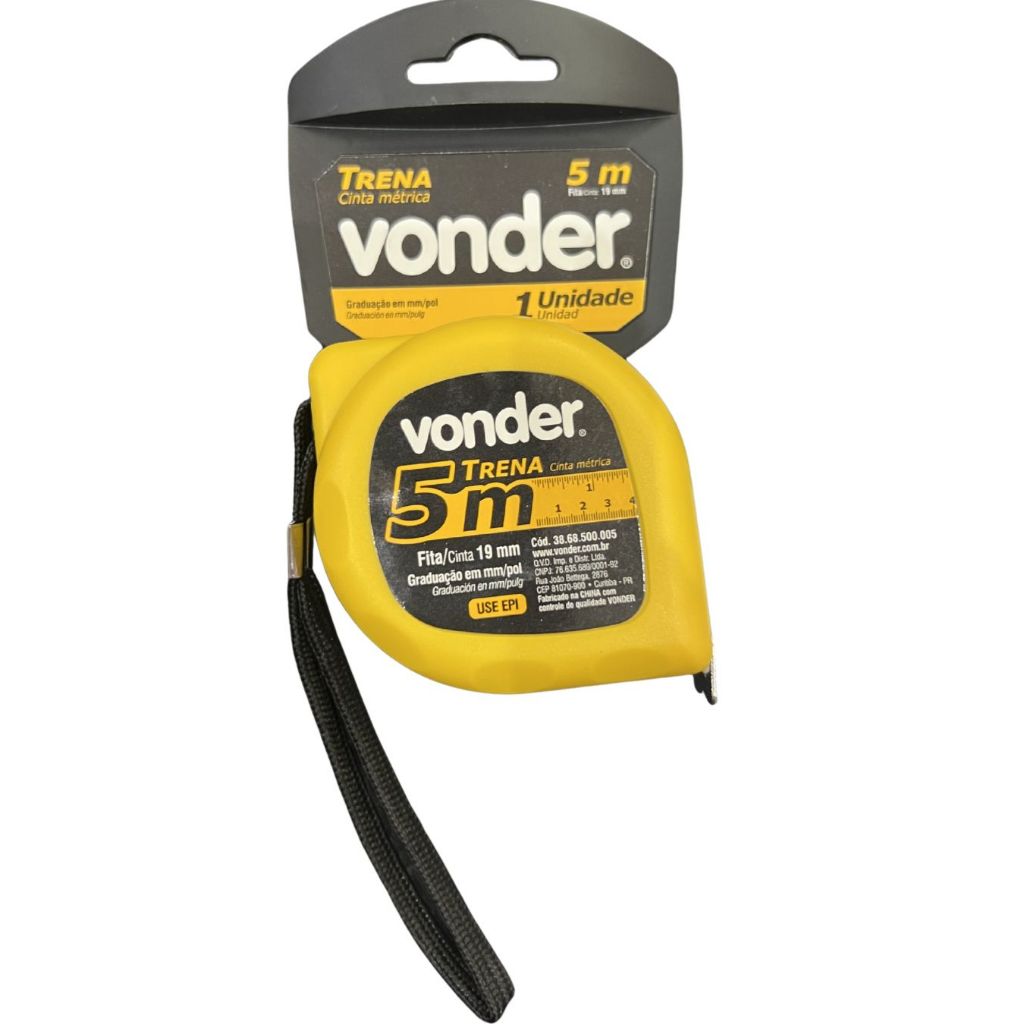 Trena de aço Vonder 5 metros x 19mm com trava estojo em abs