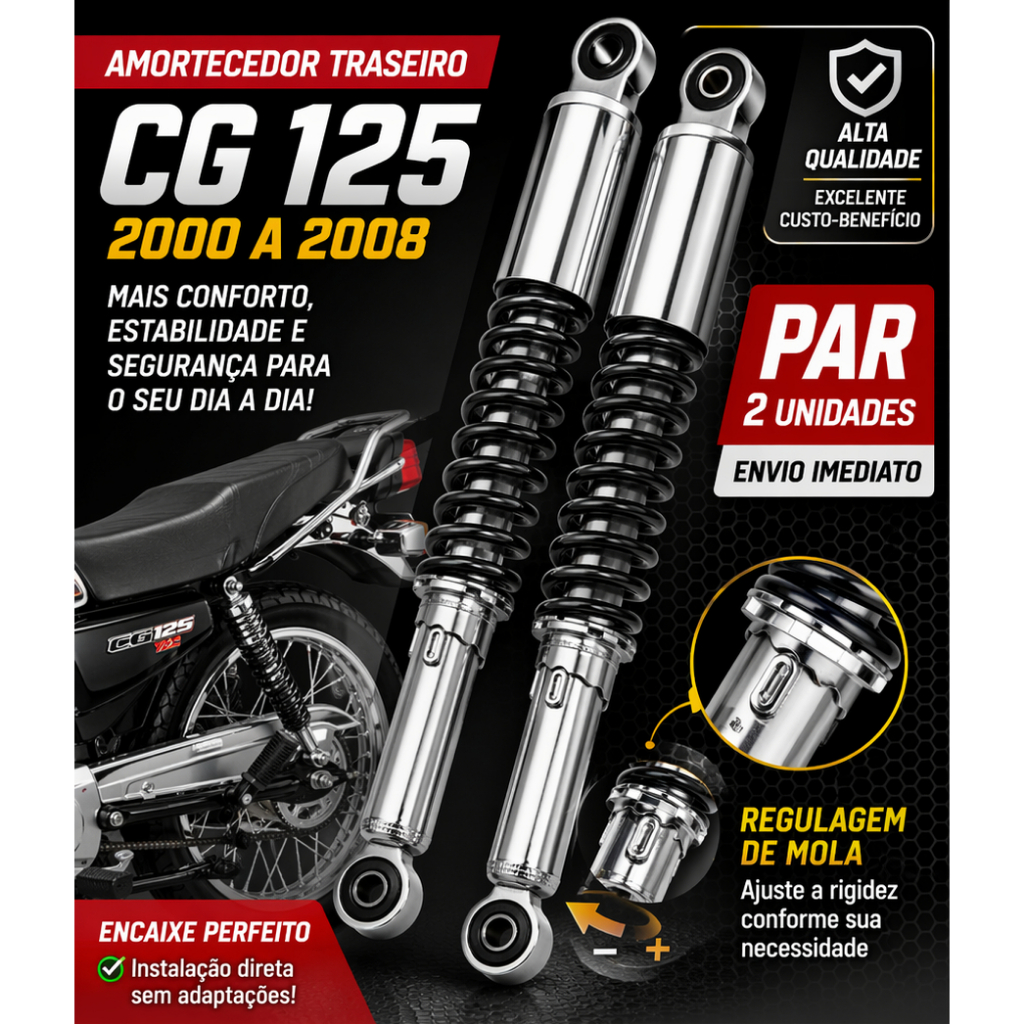 Par Amortecedor Traseiro GP7 C/ Regulagem Honda CG 125 2000-2008 em Oferta na Shopee