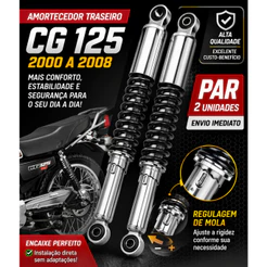 Par Amortecedor Traseiro GP7 C/ Regulagem Honda CG 125 2000-2008
