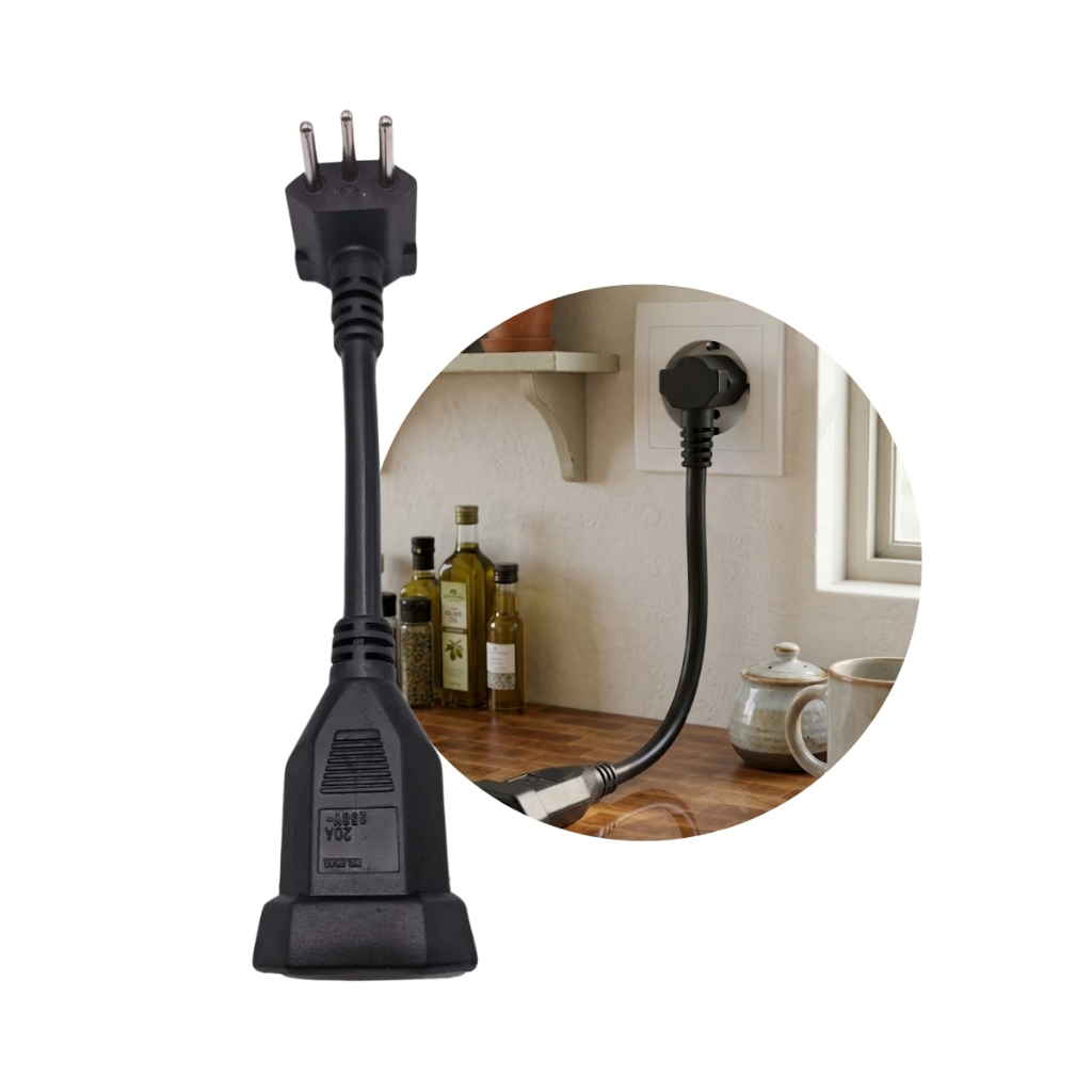Adaptador De Tomada Fêmea 20a 3p Para Macho 10a 3p 90 Graus