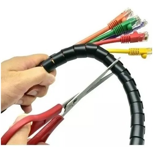 Organizador De Fios Cabos Espiral  Informática  Preto/Branco