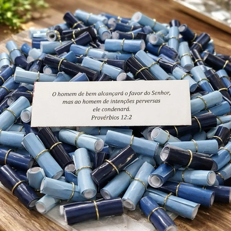 Refil Pote Versículos Bíblicos/ENROLADINHOS/ POTE DE BENÇÃOS 100 Un TONS DE AZUL